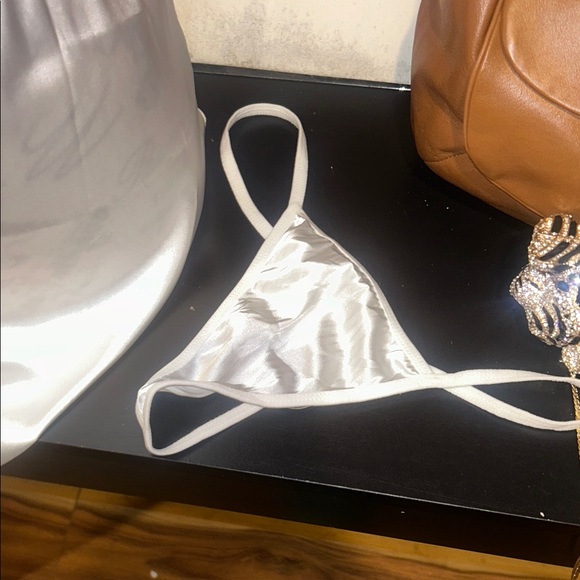 Avid love White Satin Lace Slip Dress & g string set NWT size small - Picture 7 of 7